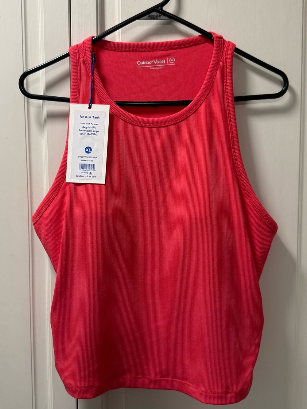 Outdoor Voices Rib Knit Tank Petunia Pink NWT Size XL